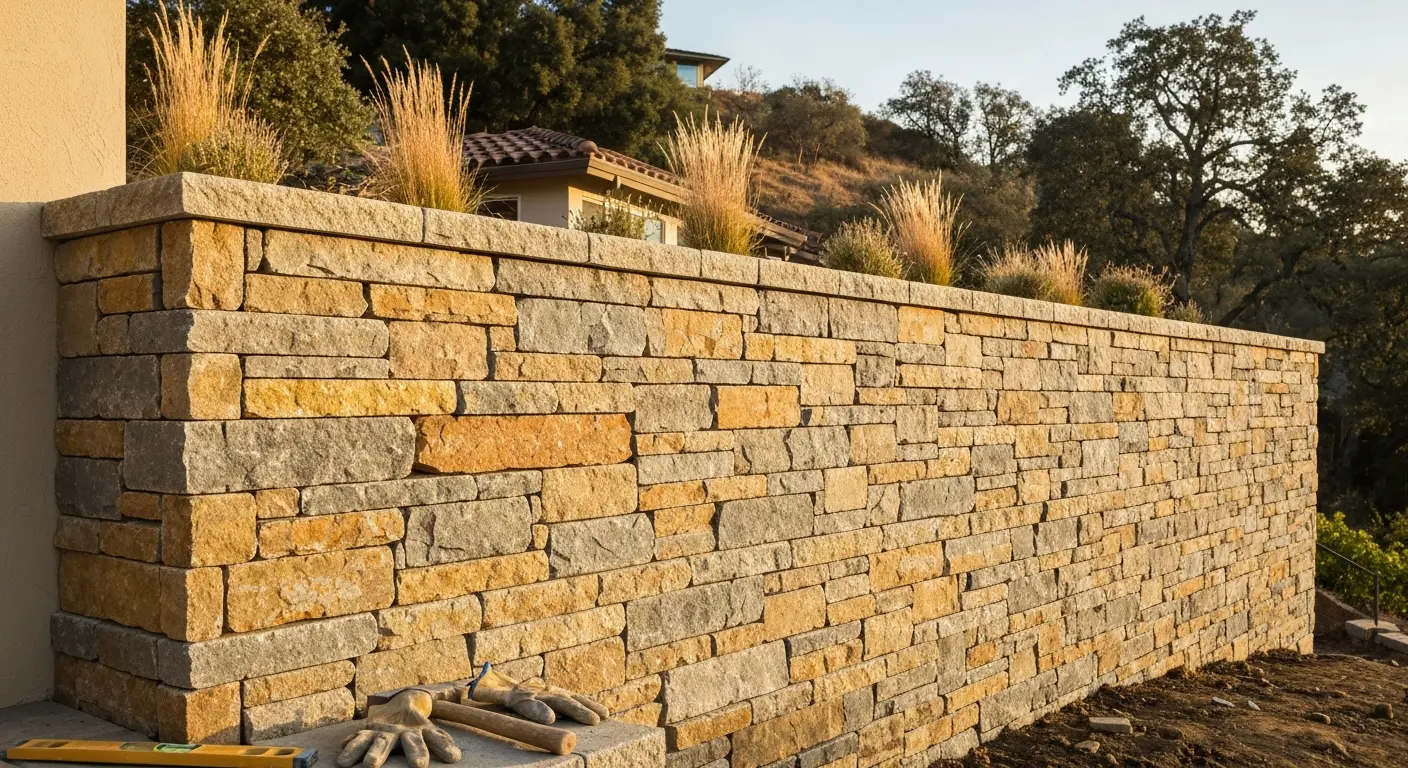 Stone retaining wall