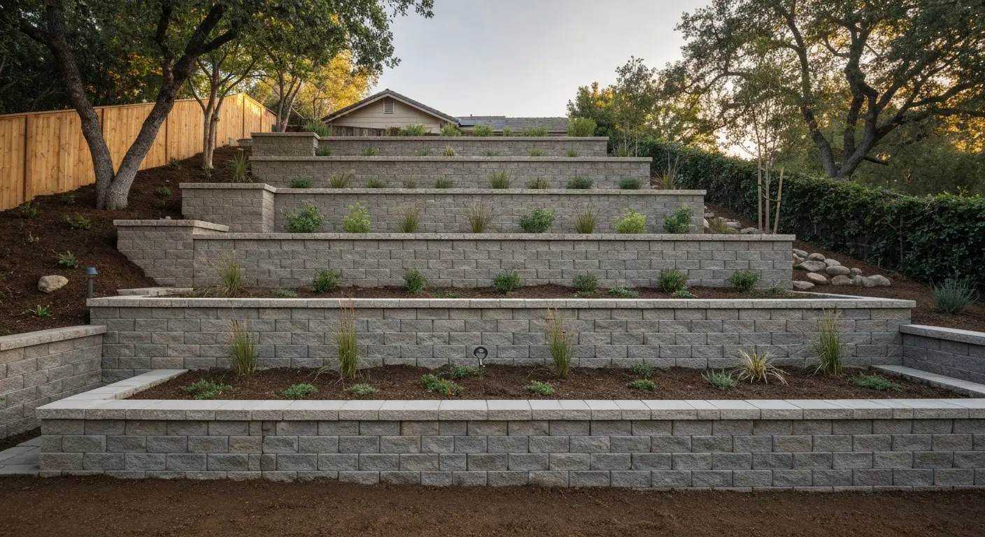 Terraced retaining walls