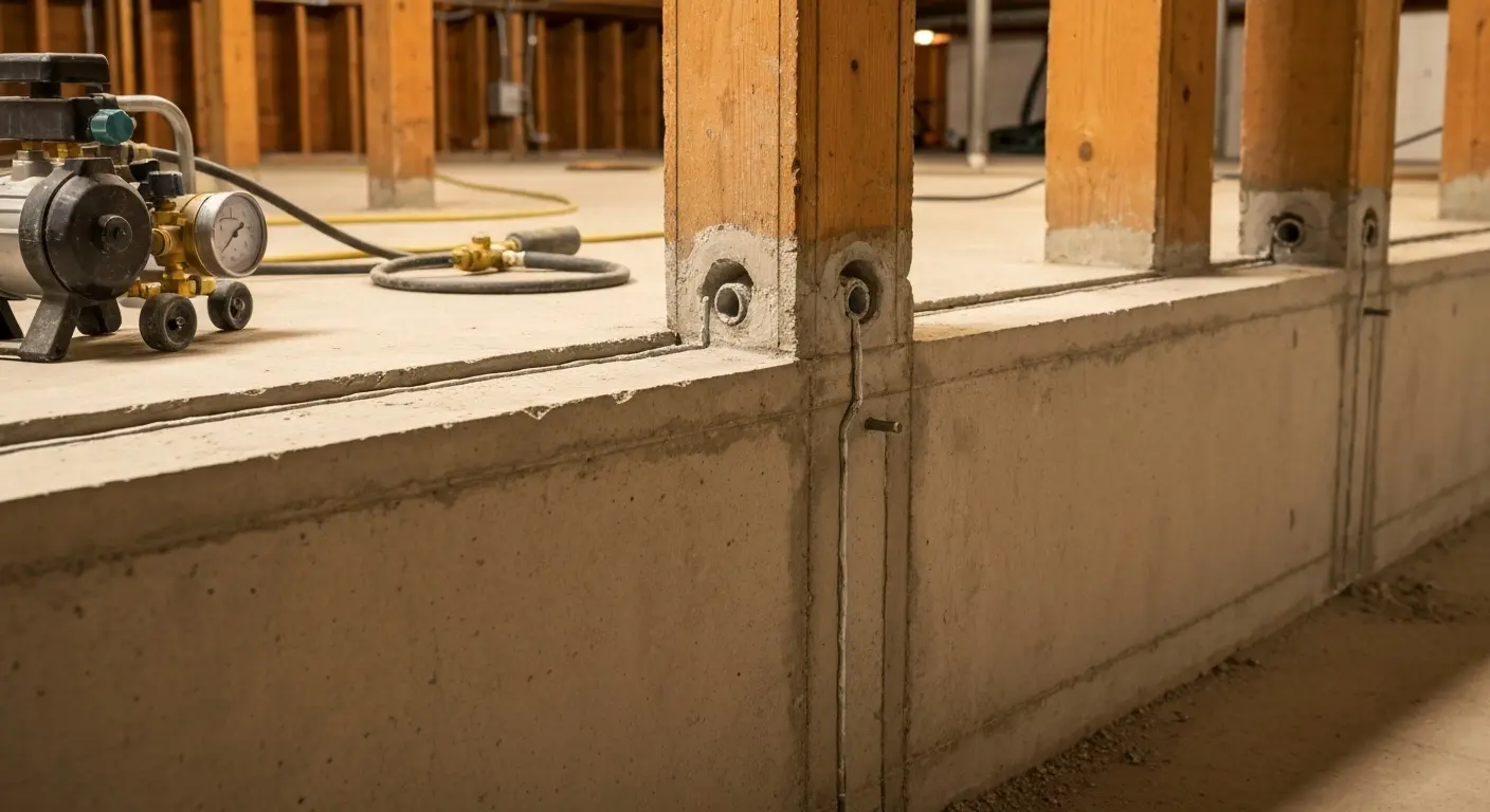 Foundation crack injection repair