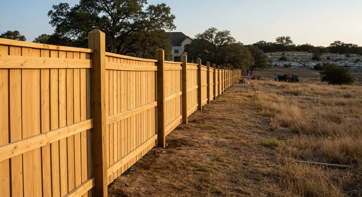 Wood privacy fence installation in Alamo