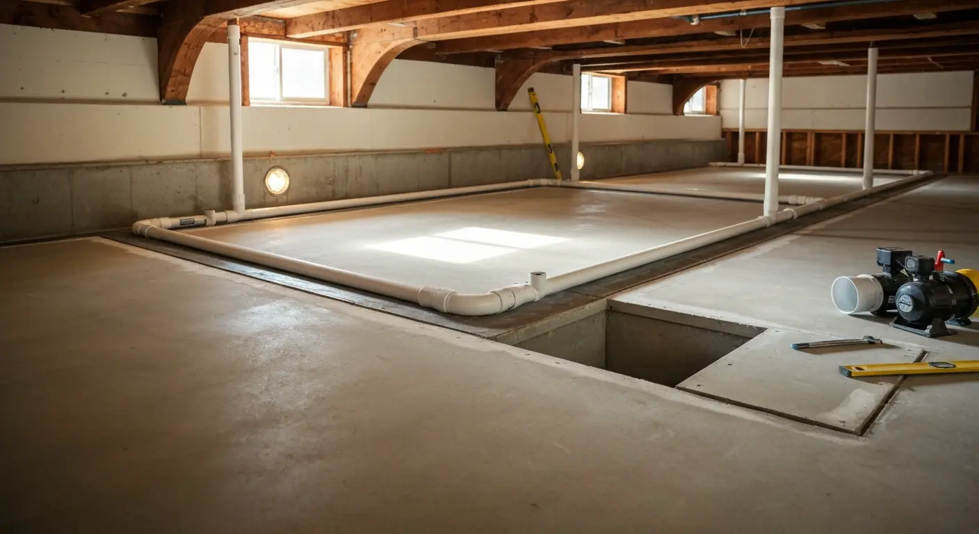 Basement waterproofing installation