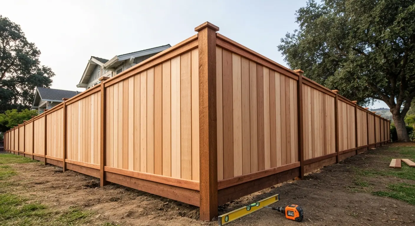 Wood fence installation