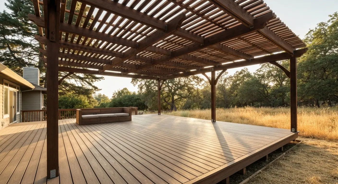 Deck with pergola shade structure
