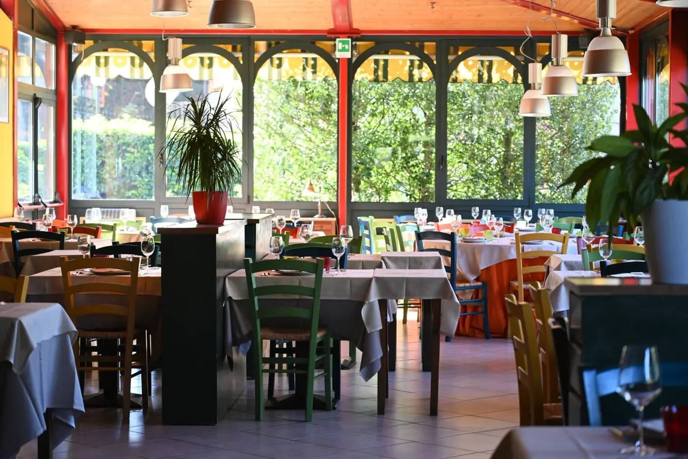 Veranda sul verde del Ristorante Tre Risotti