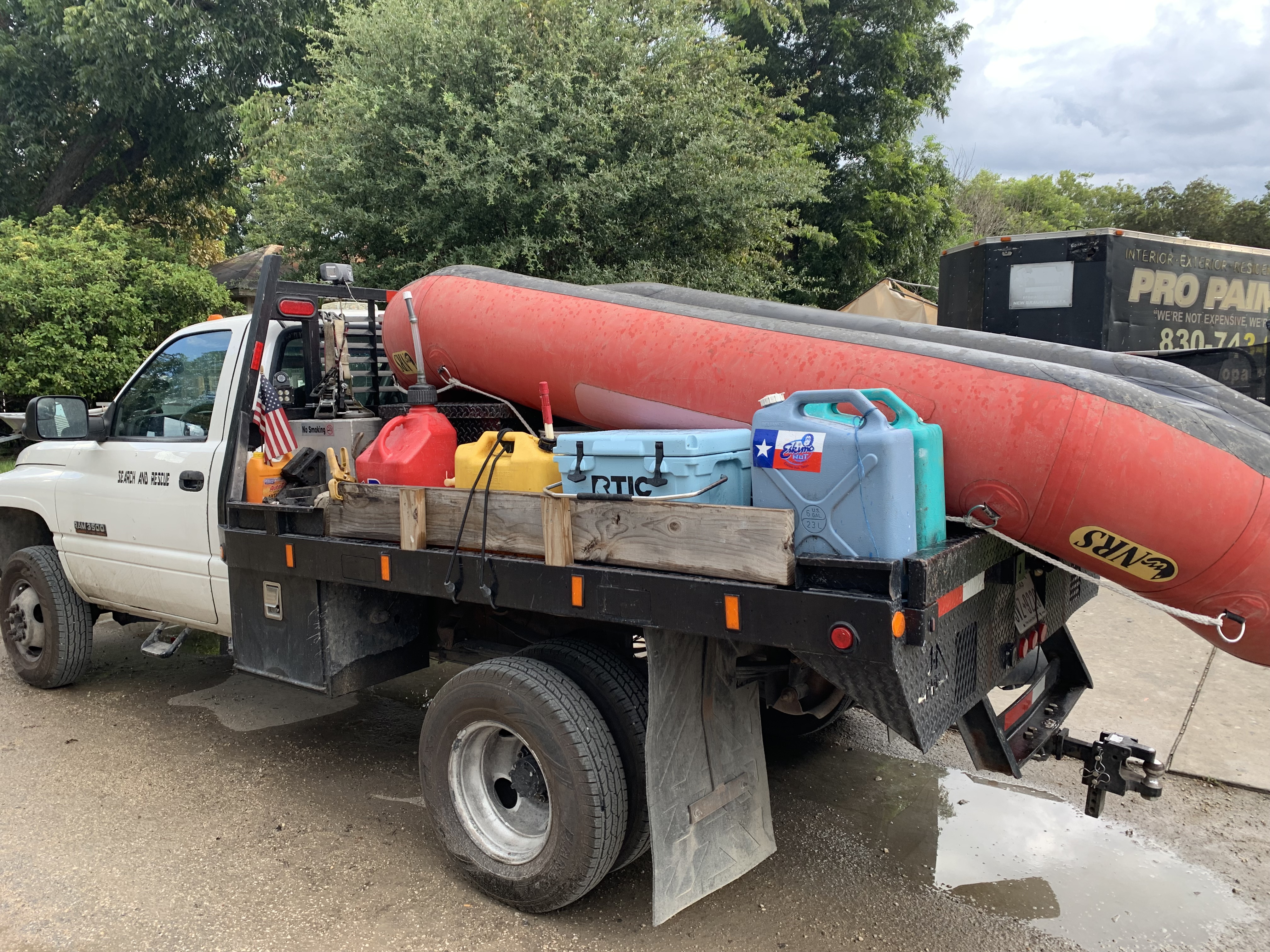 1994 Dodge Ram — loaded and ready for deployment. Gulf Coast operations.
