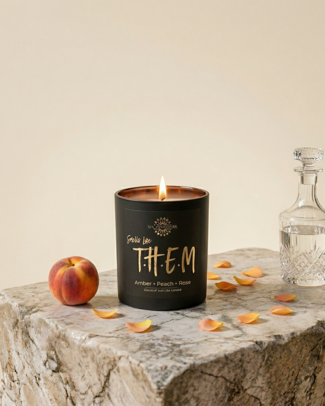 Blk Sunflower Candle 