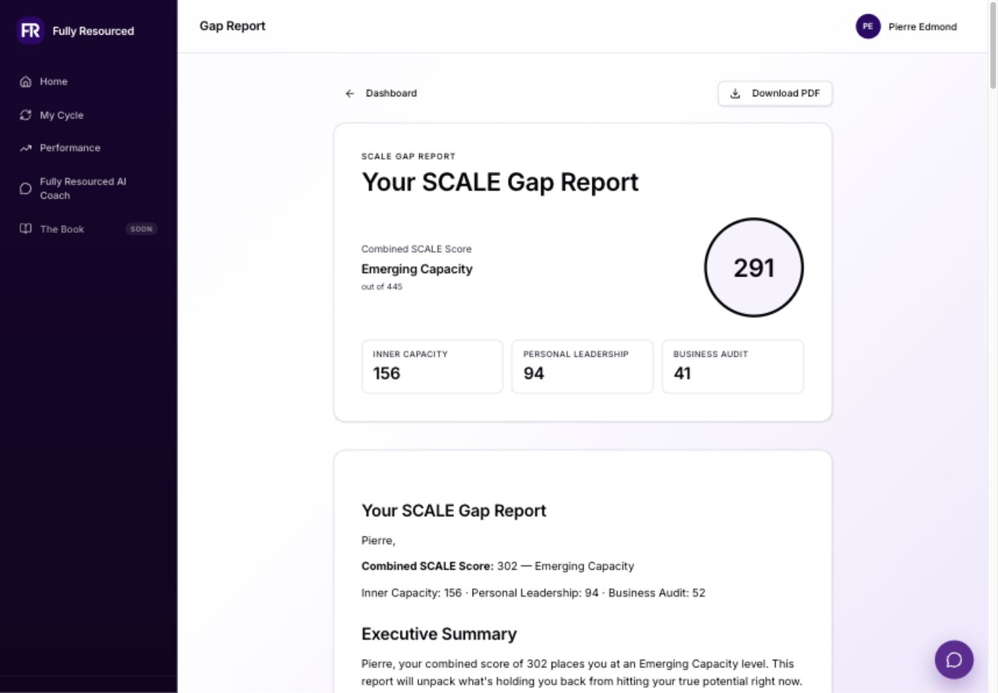 Fully Resourced gap report view