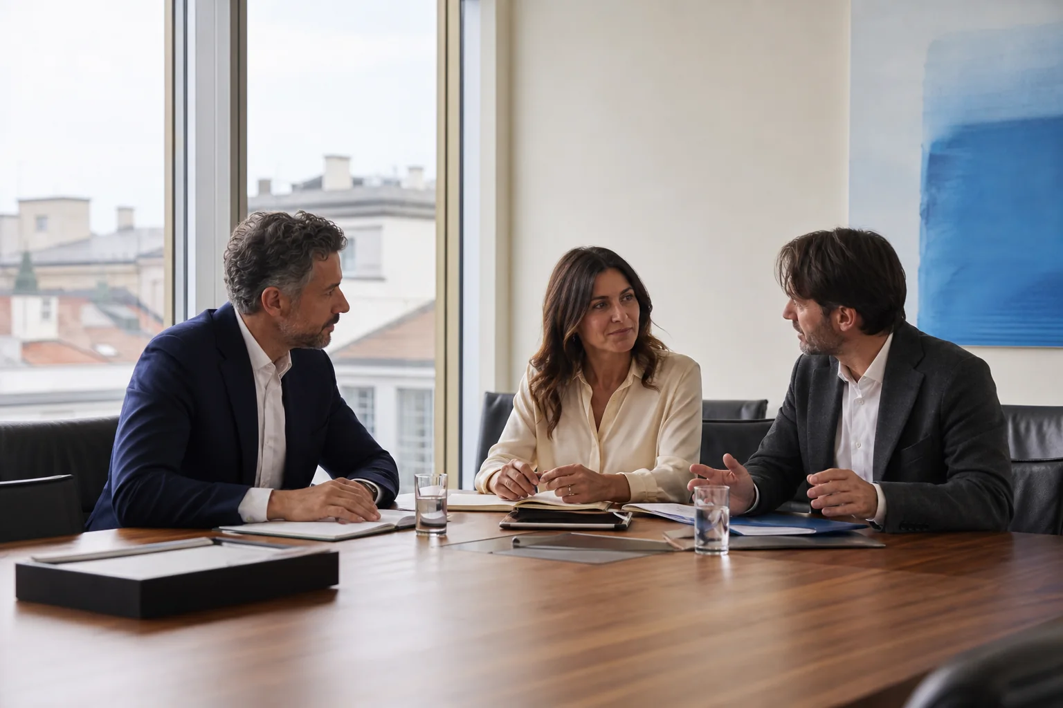 Imprenditori durante un confronto di lavoro