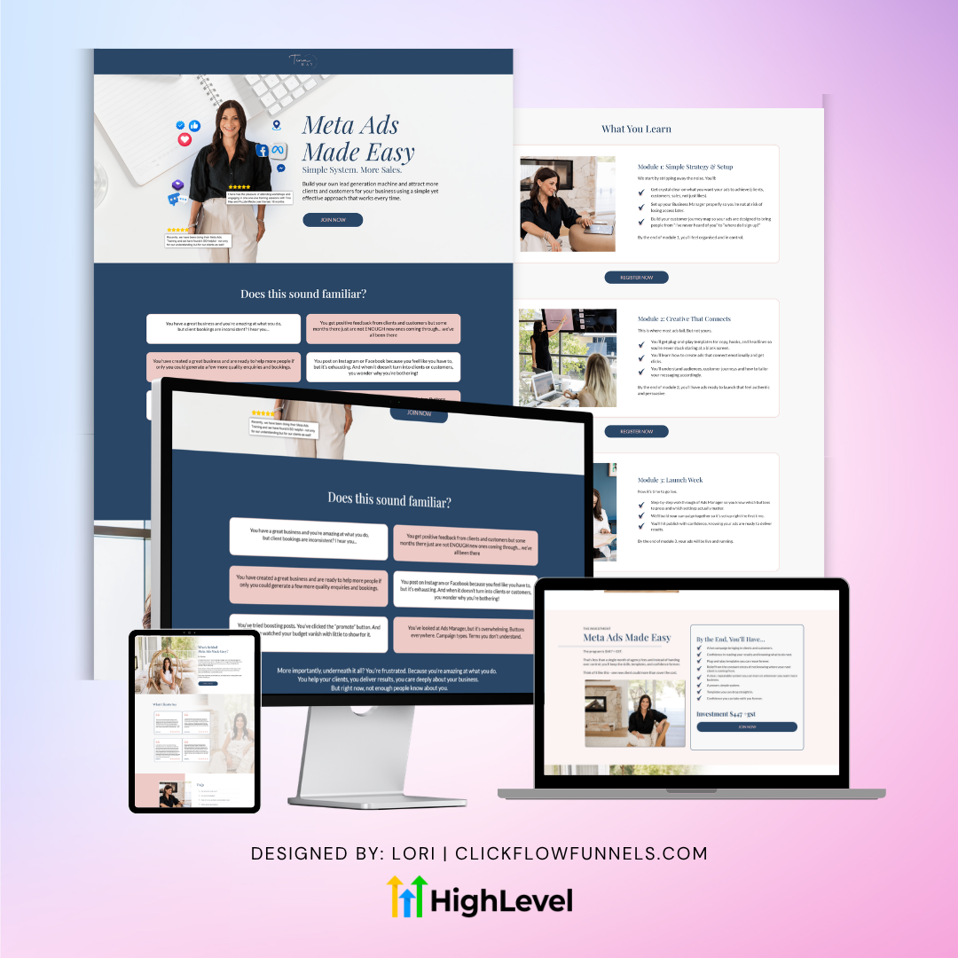 Meta Ads Made Easy course funnel