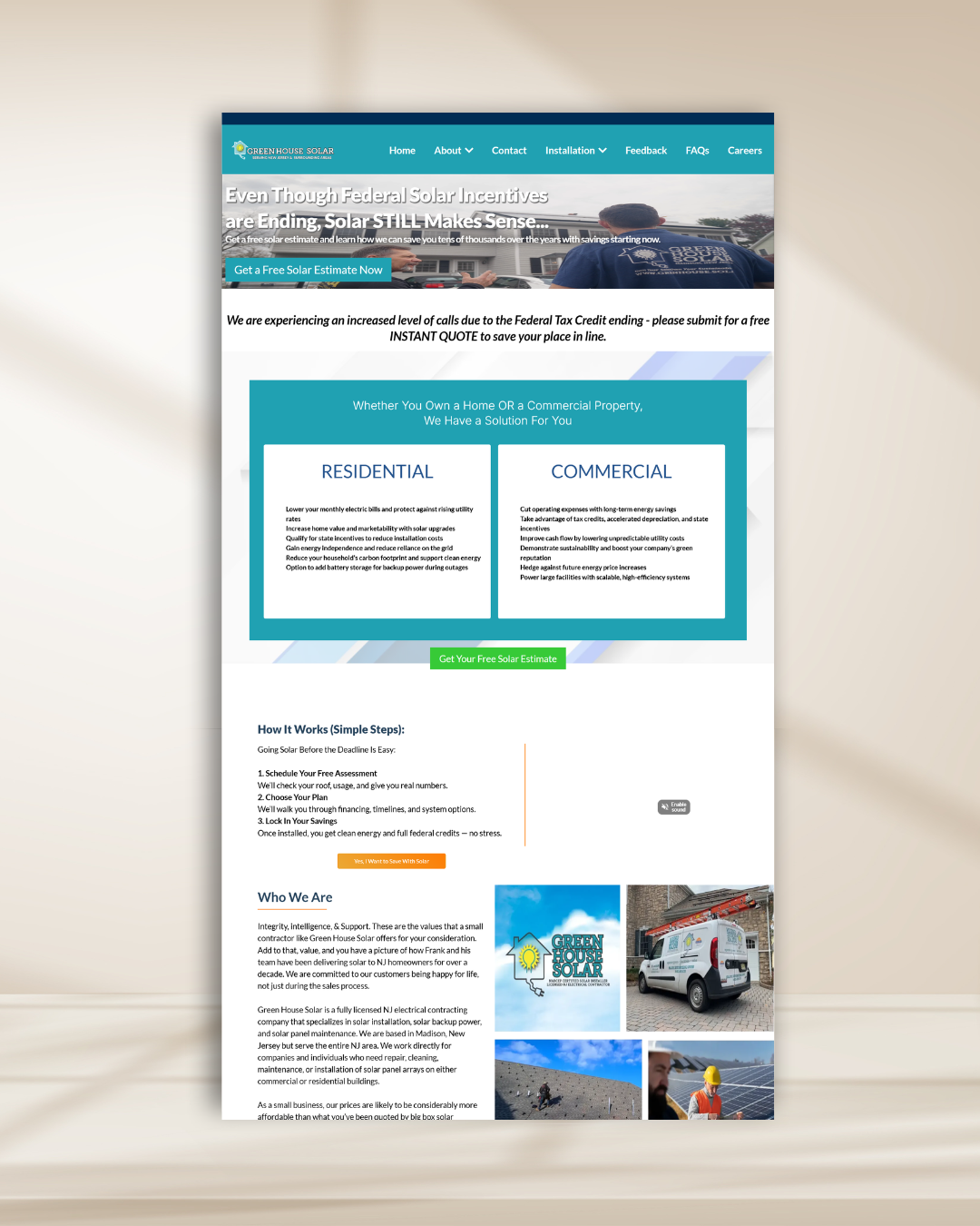 Website before the redesign
