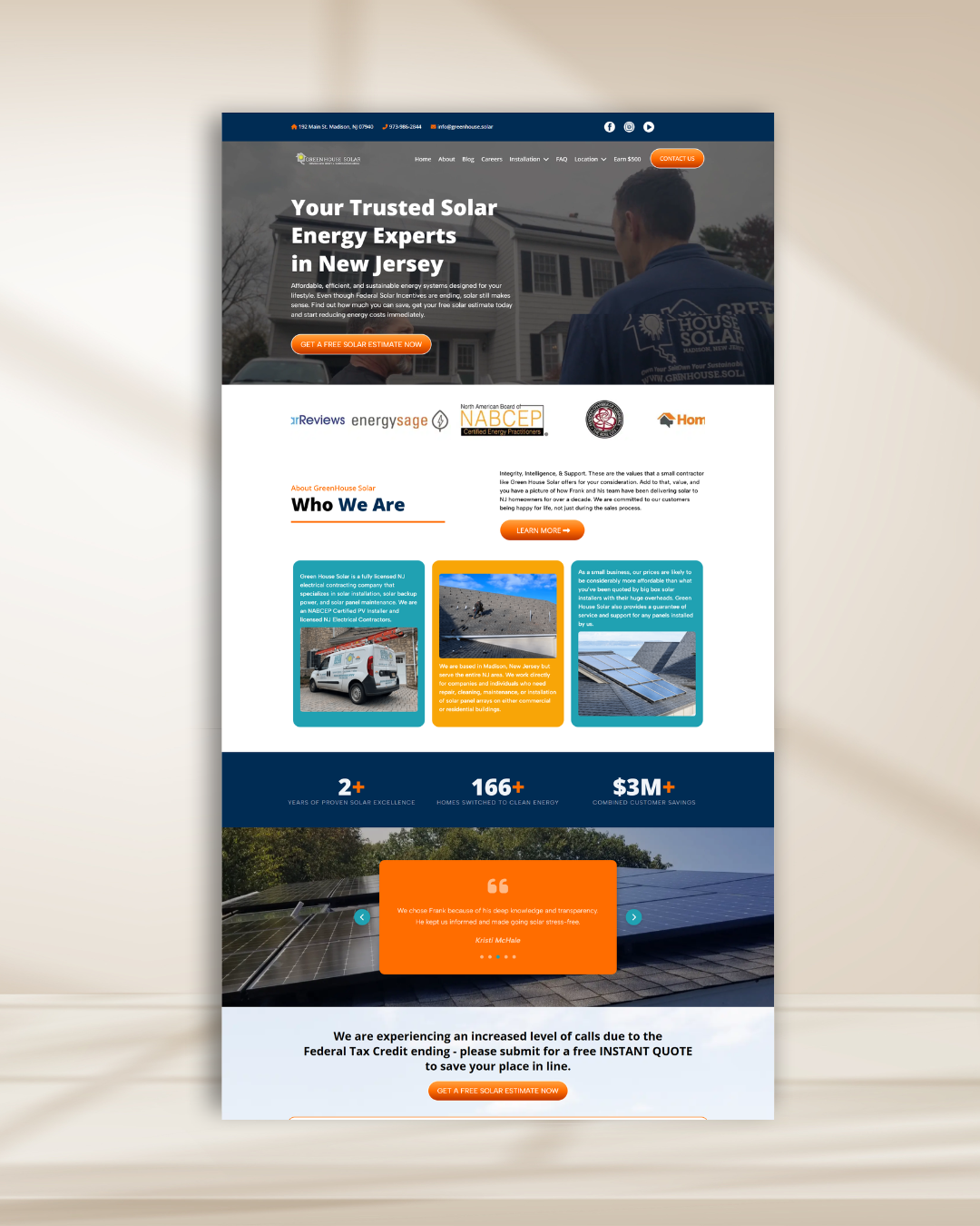 Website after the redesign