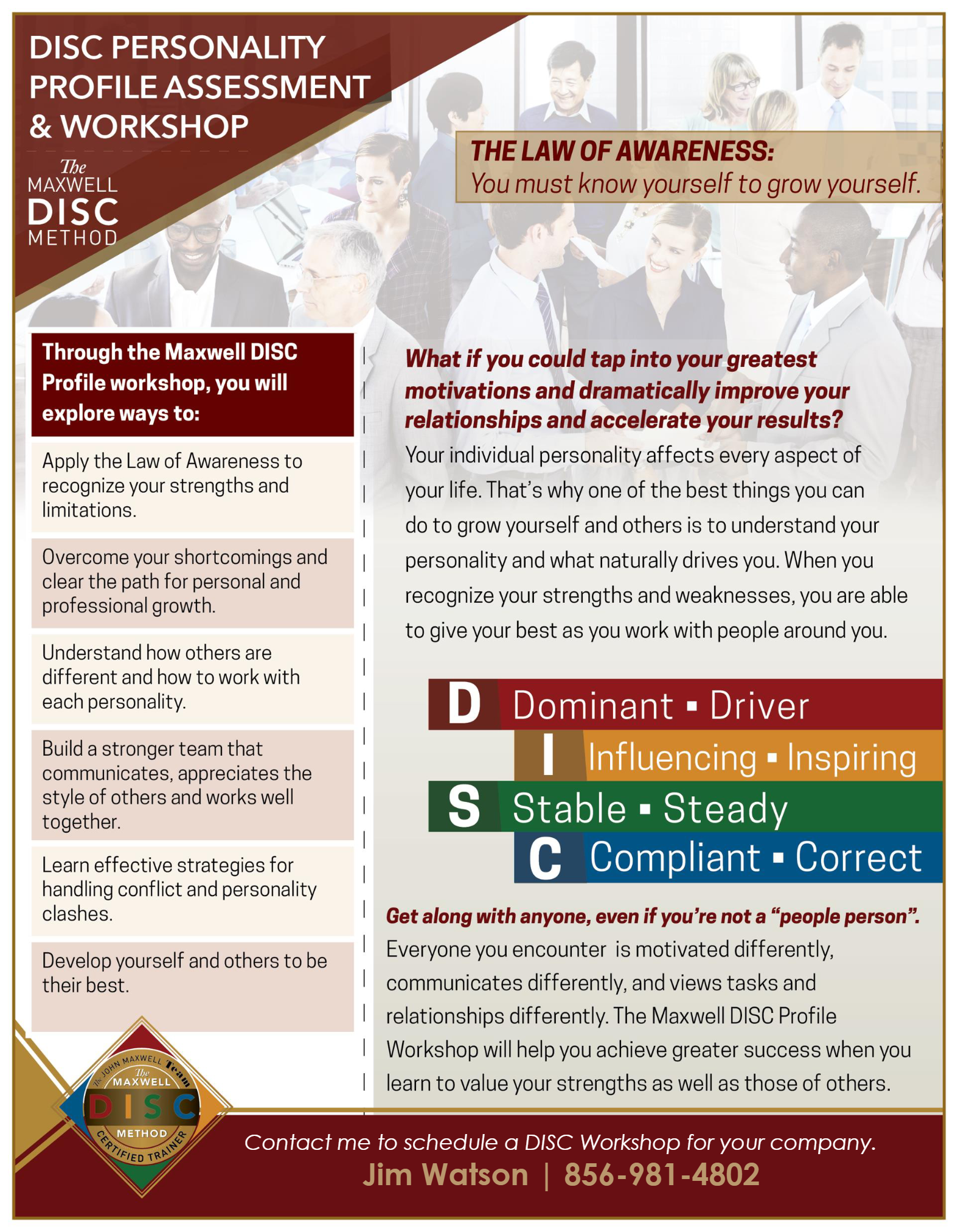 Preview of the Maxwell DISC personality profile assessment and workshop brochure.