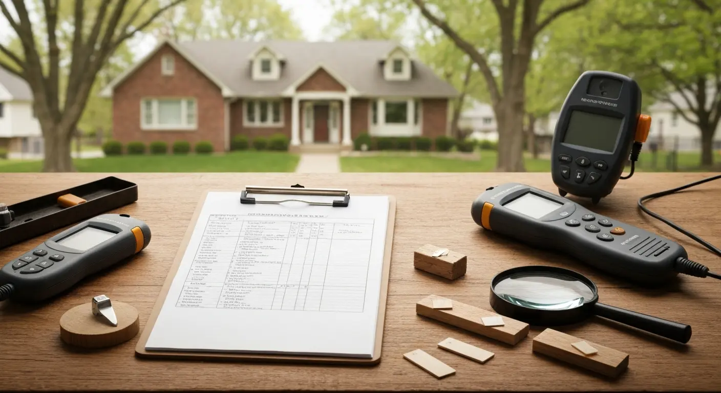 Professional termite inspection of home structure