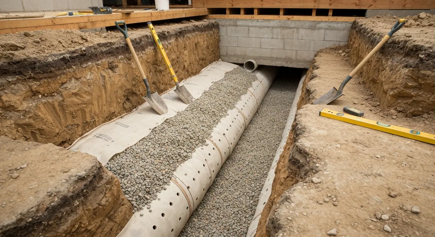 French drain installation