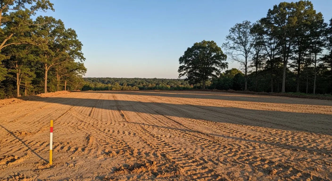 Cleared residential lot ready for construction