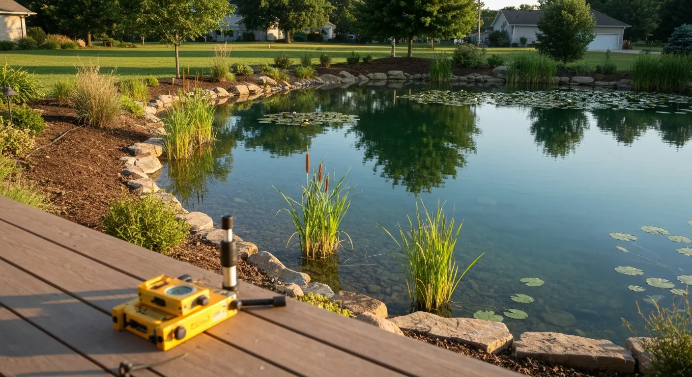 Decorative pond with landscaping