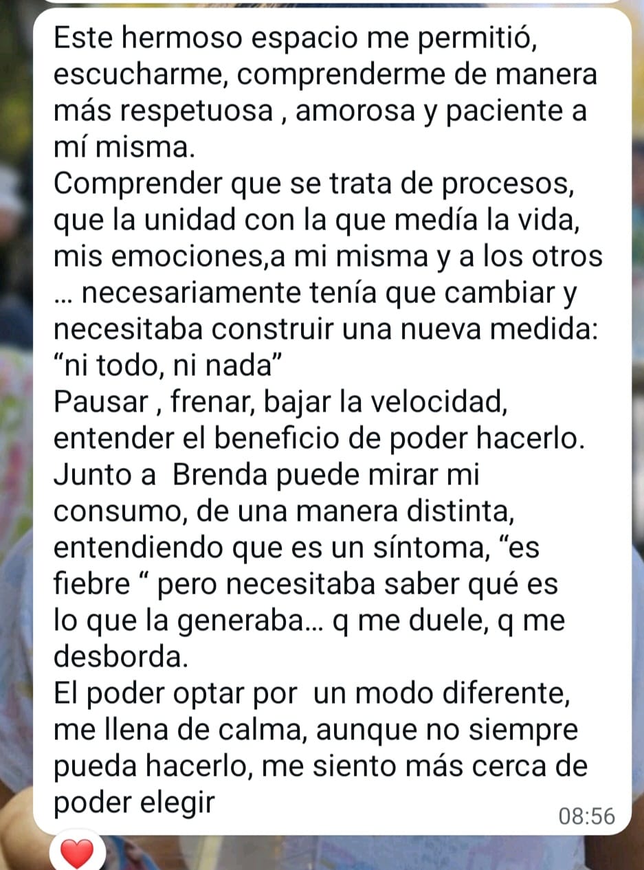 Captura del mensaje de Rosario S.