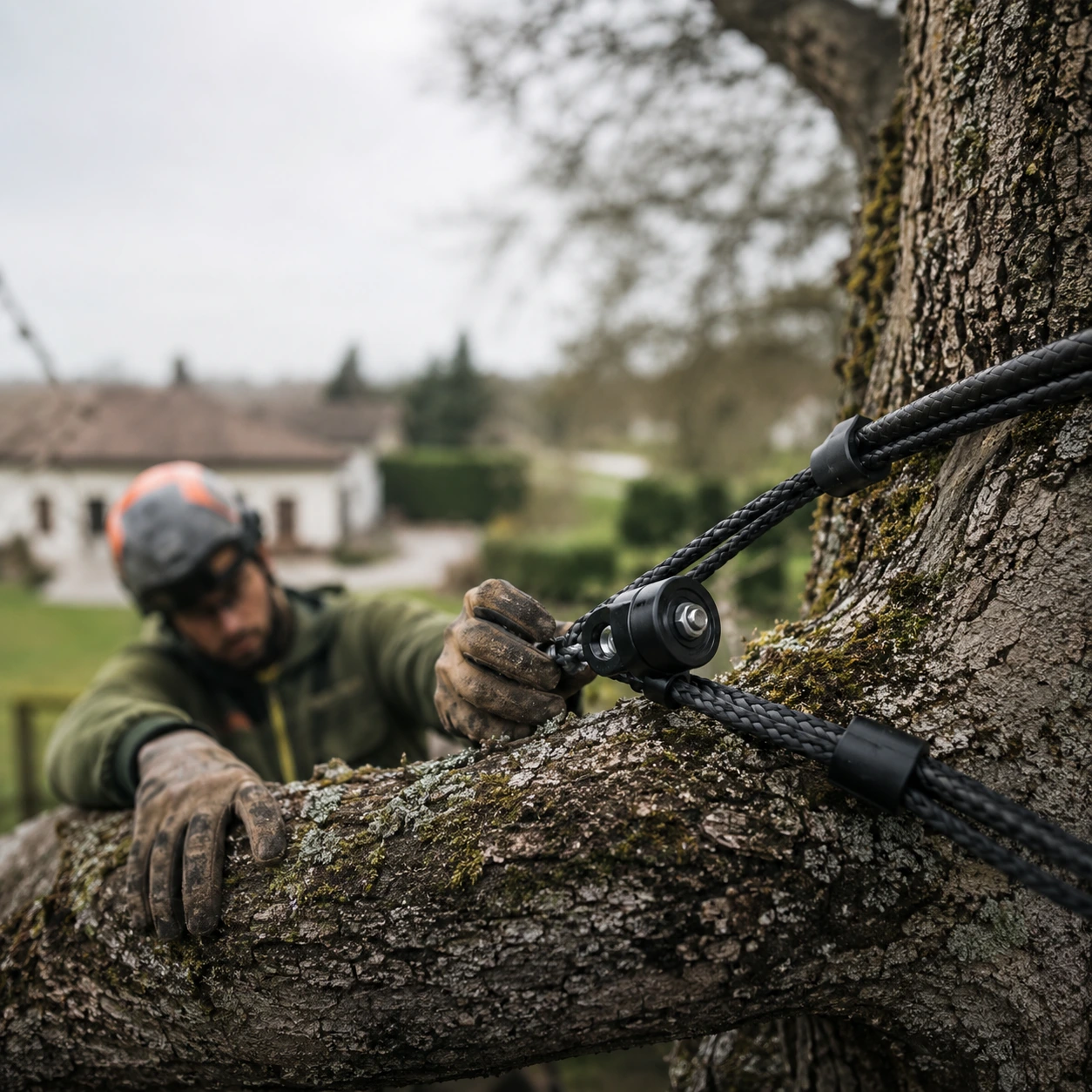 Sistema di consolidamento installato tra due branche di un albero pericolante