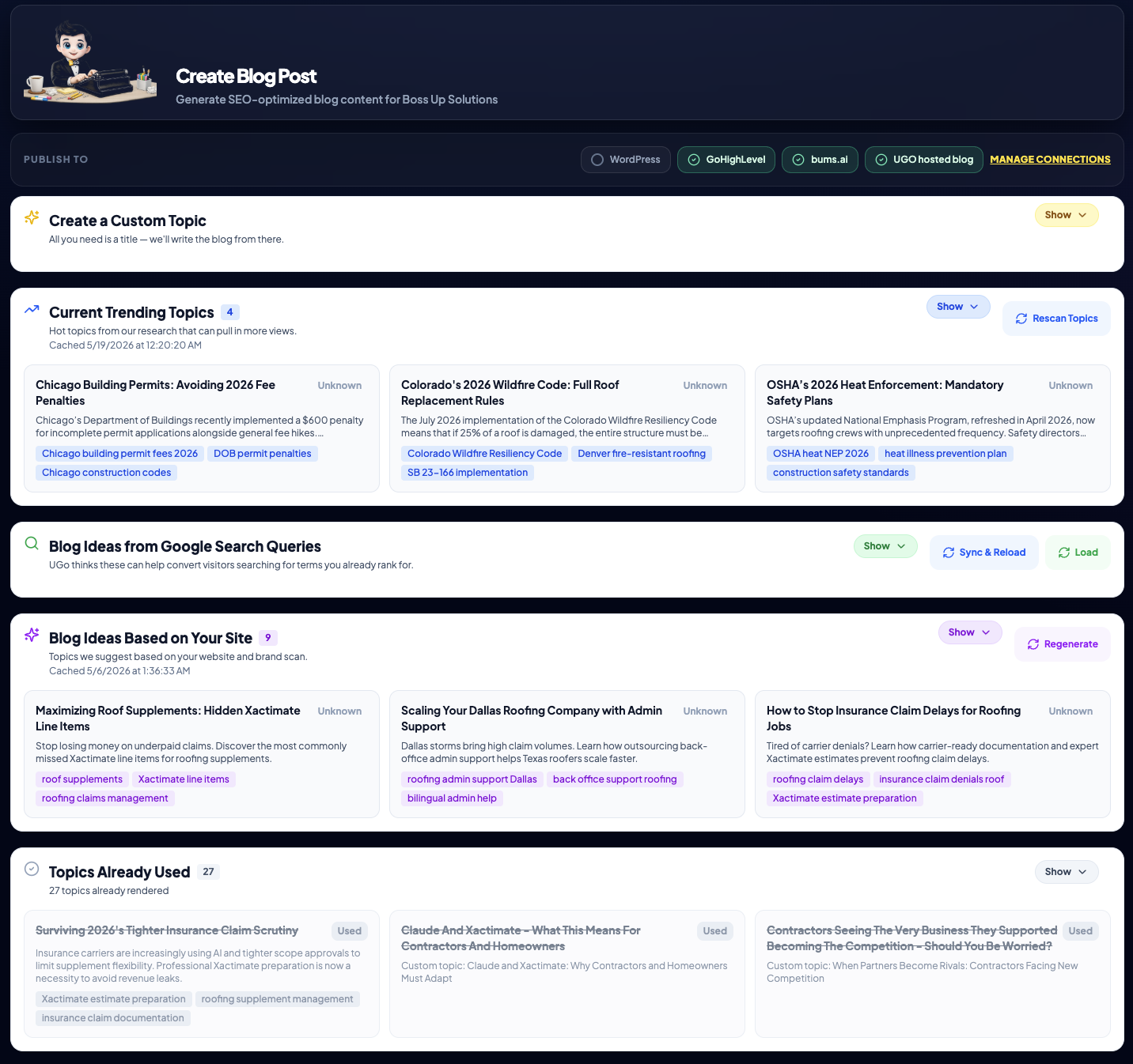 UGO blog creator
