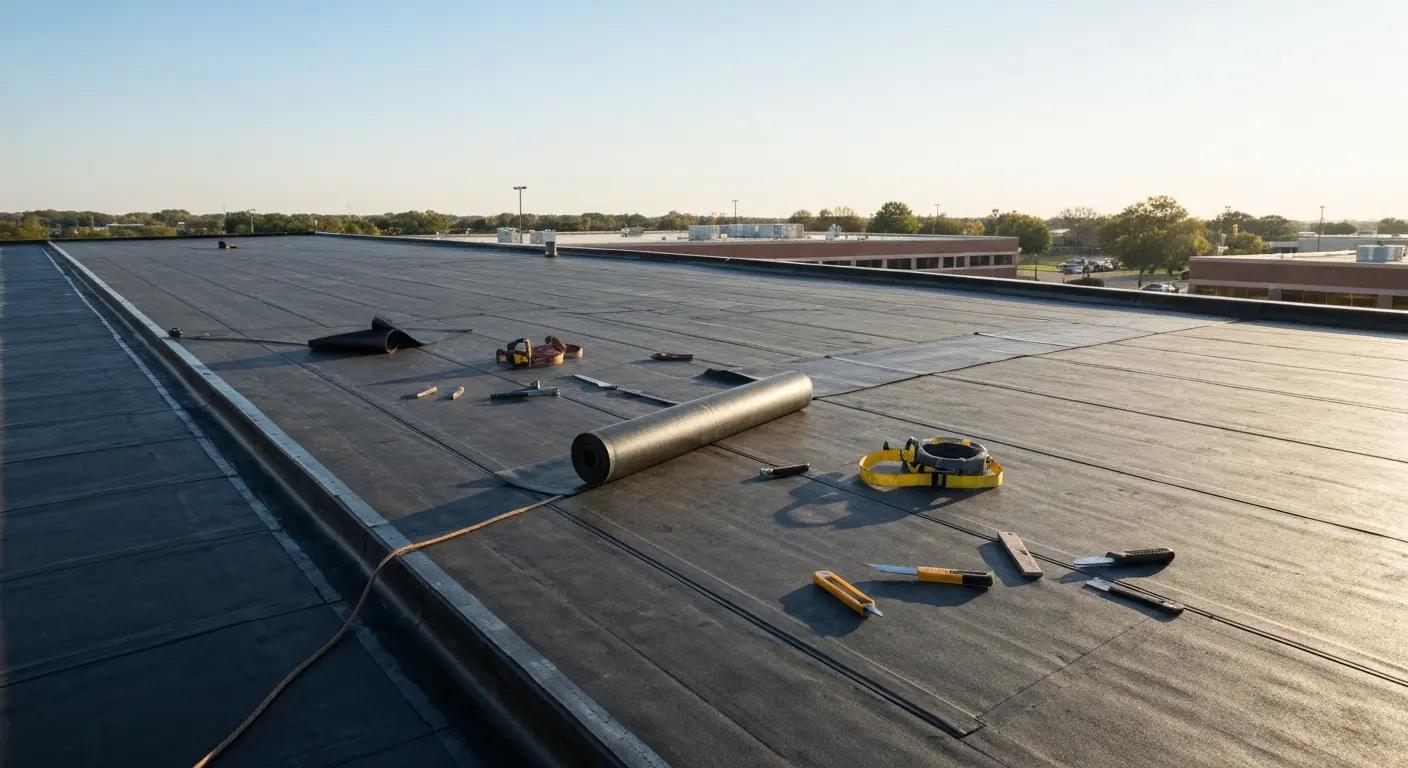 Commercial flat roof installation