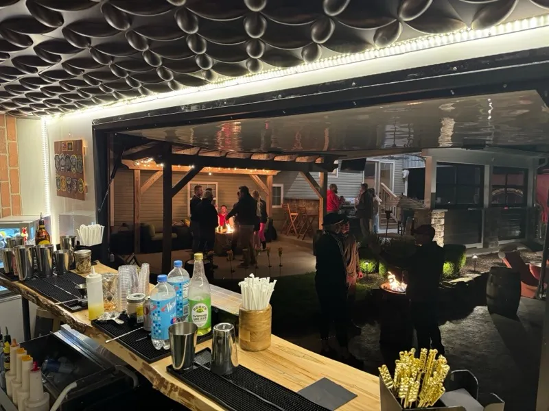 Backyard pool party with Whiskey Dogs bar service