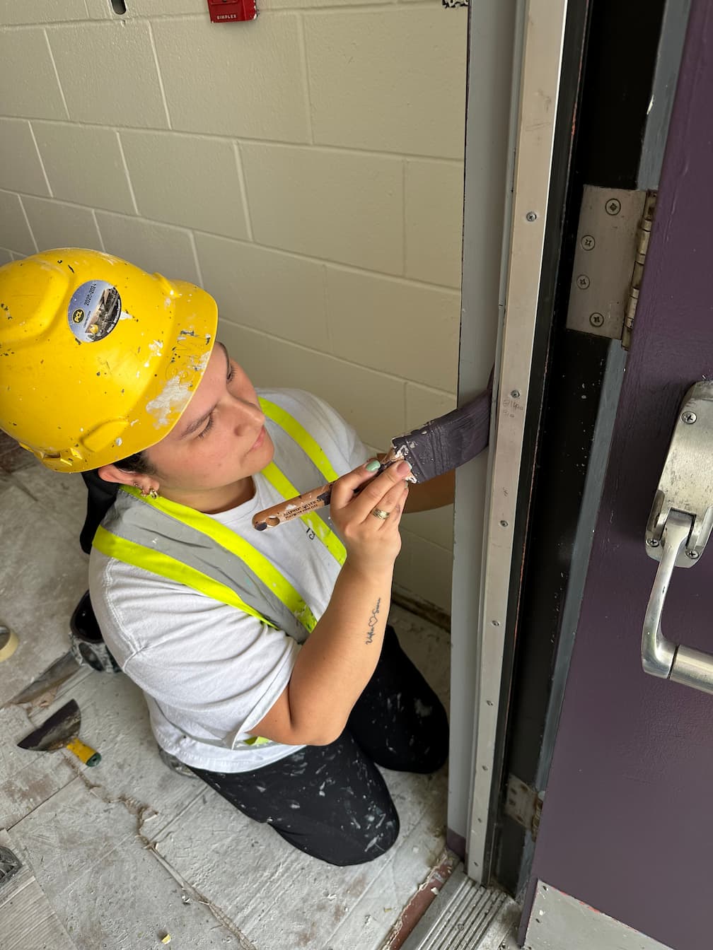Professional door and trim painting services in Calgary by Crown Apex Corp