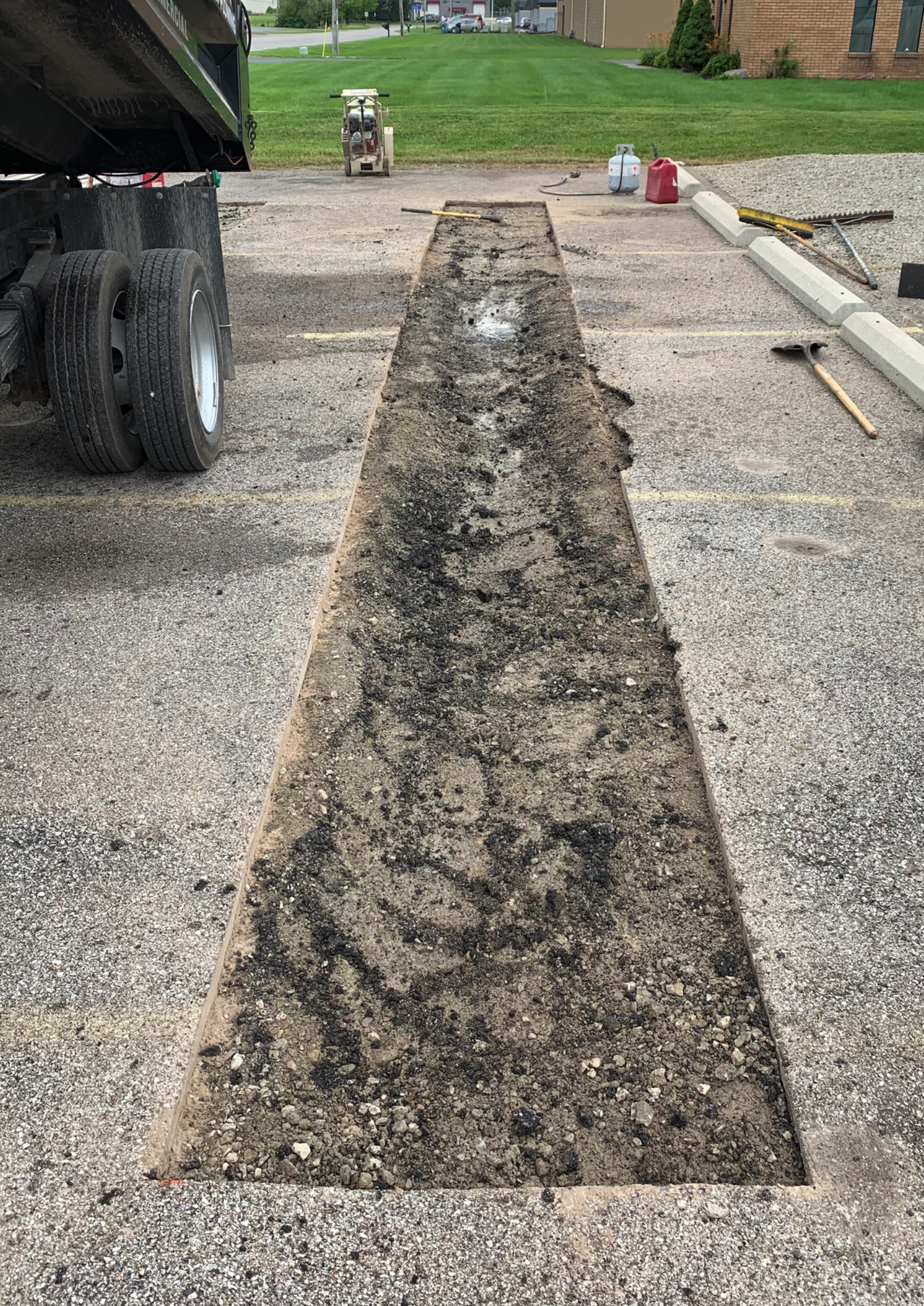 Newly paved smooth asphalt surface installation
