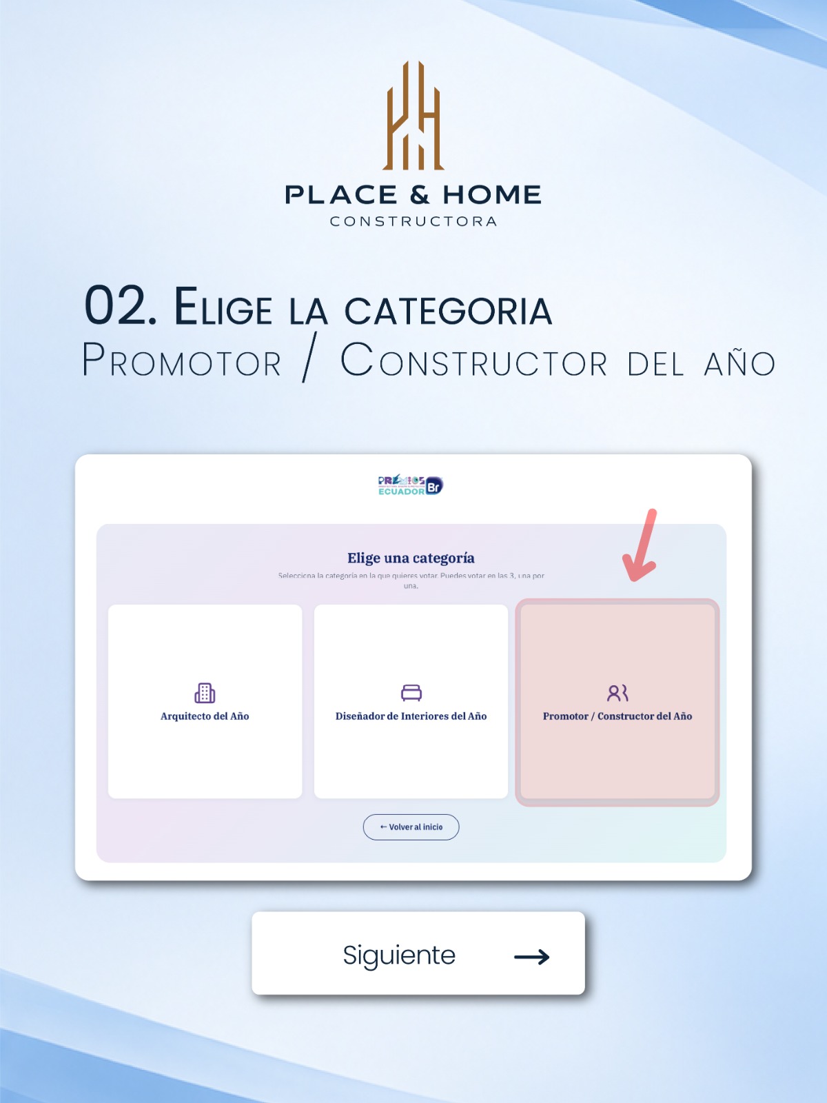 Paso 2: selección de la categoría Promotor / Constructor del Año