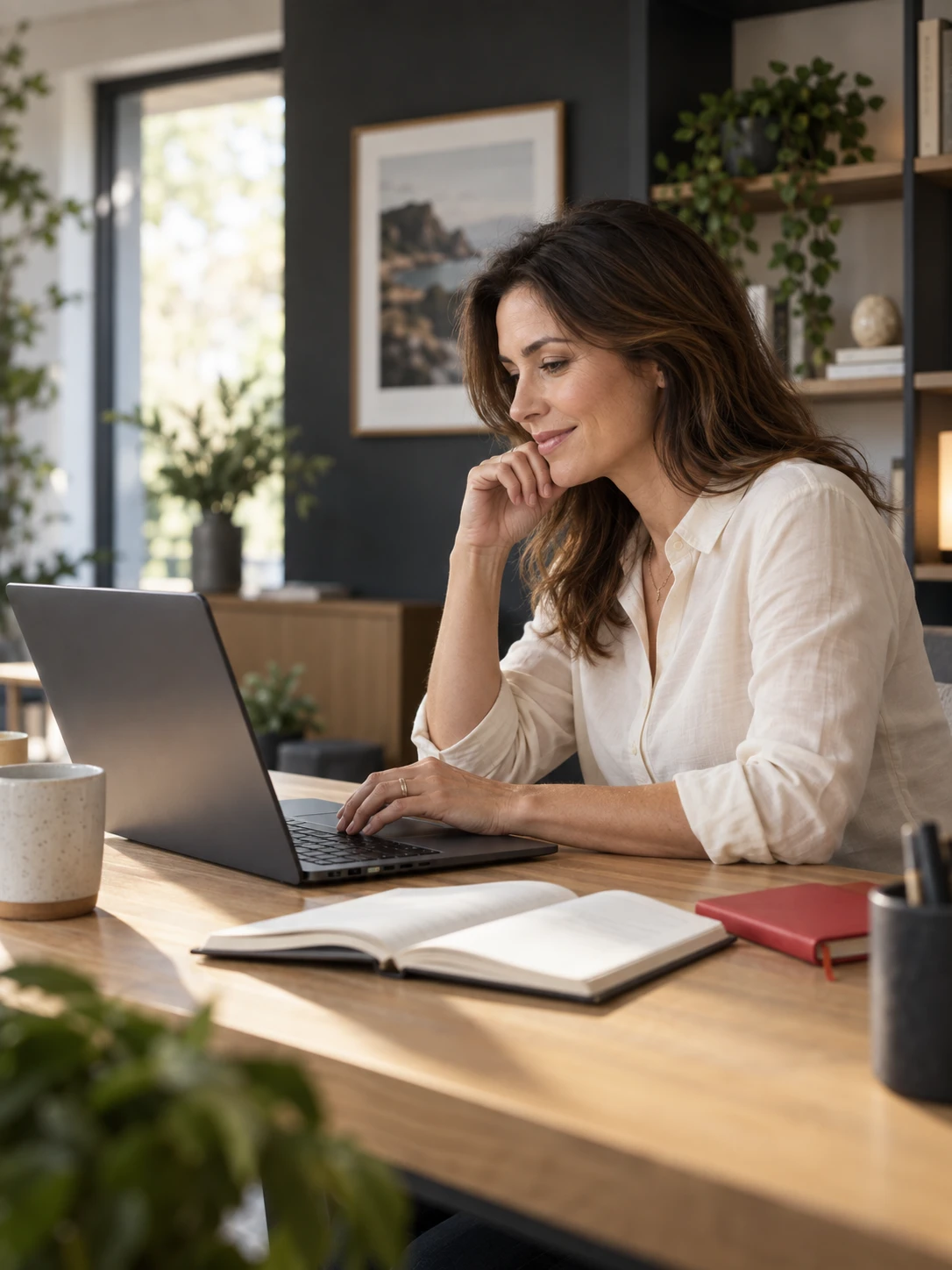 Une personne prend le temps de structurer son projet à son bureau