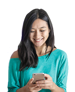 Person looking at phone smiling