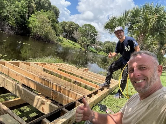 Pond dock framing
