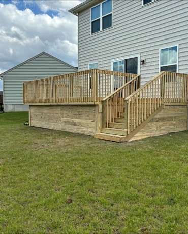 Ground-level deck with stairs