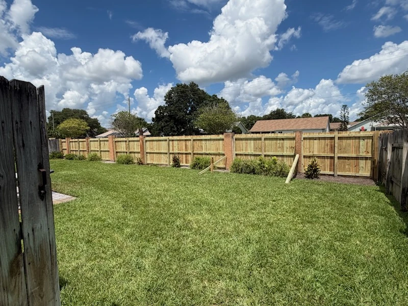 Wood privacy fence, finished