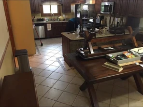 Tile floor in a kitchen