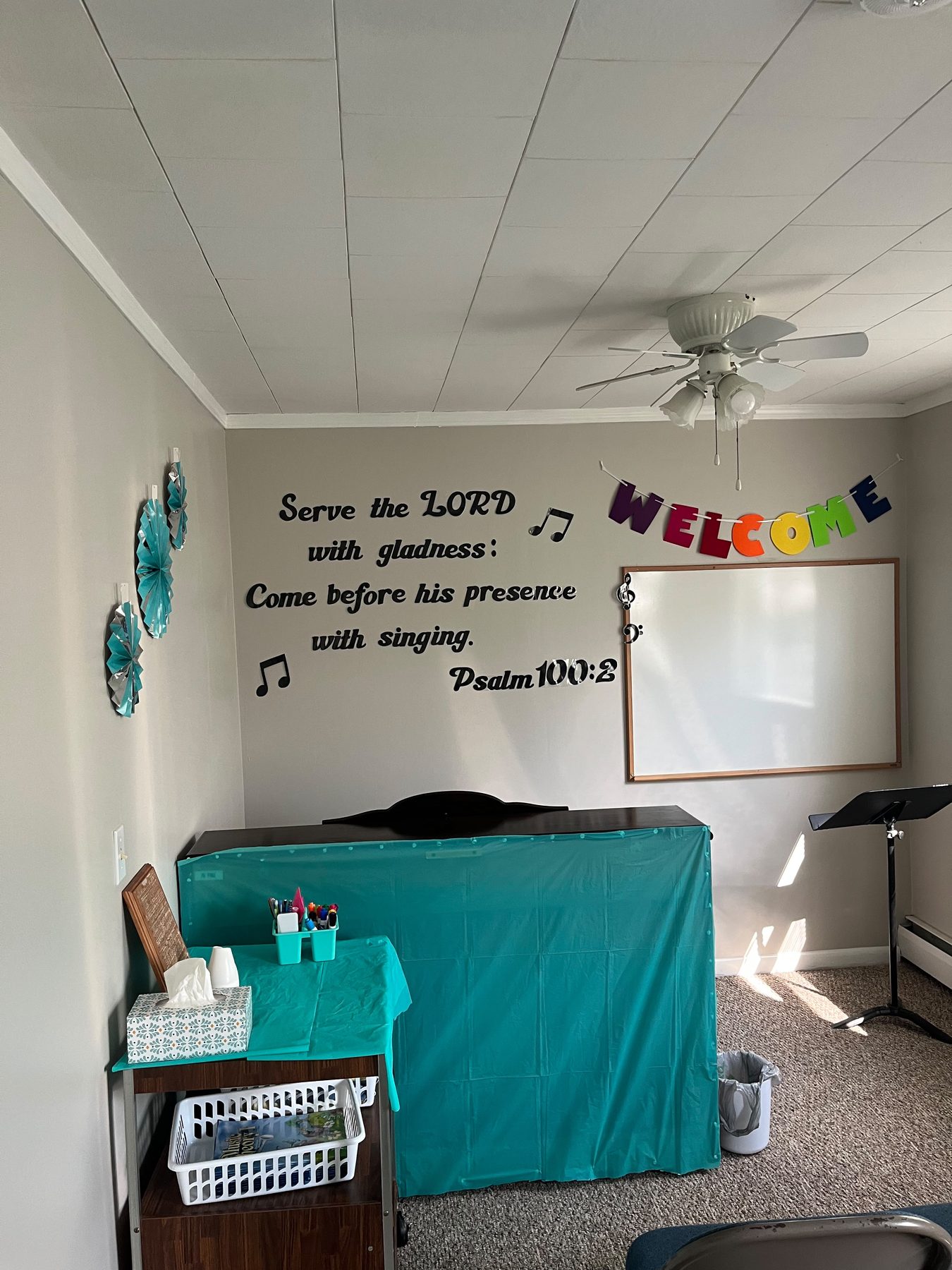 Music room with Scripture mural