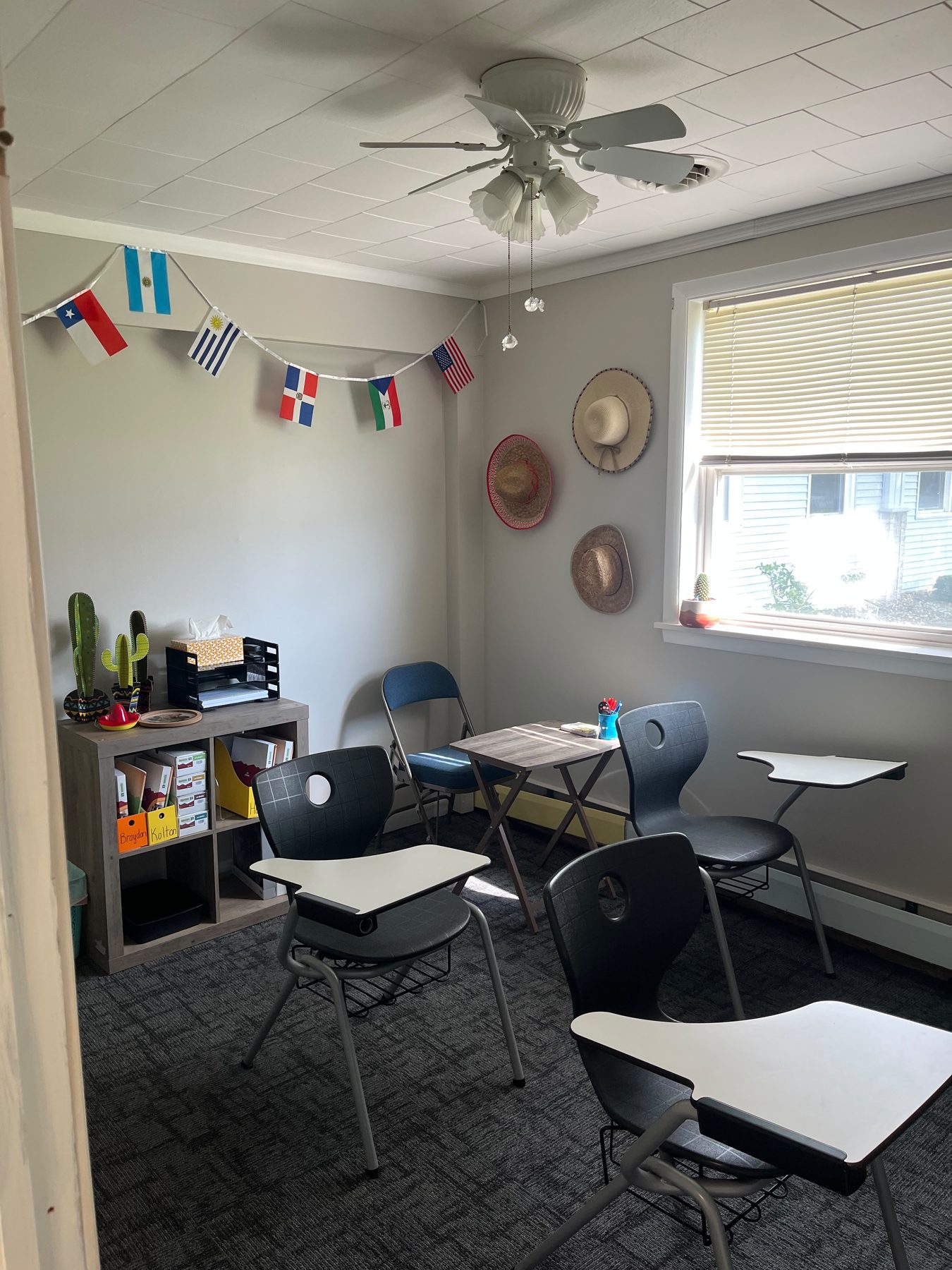 Classroom with international flags