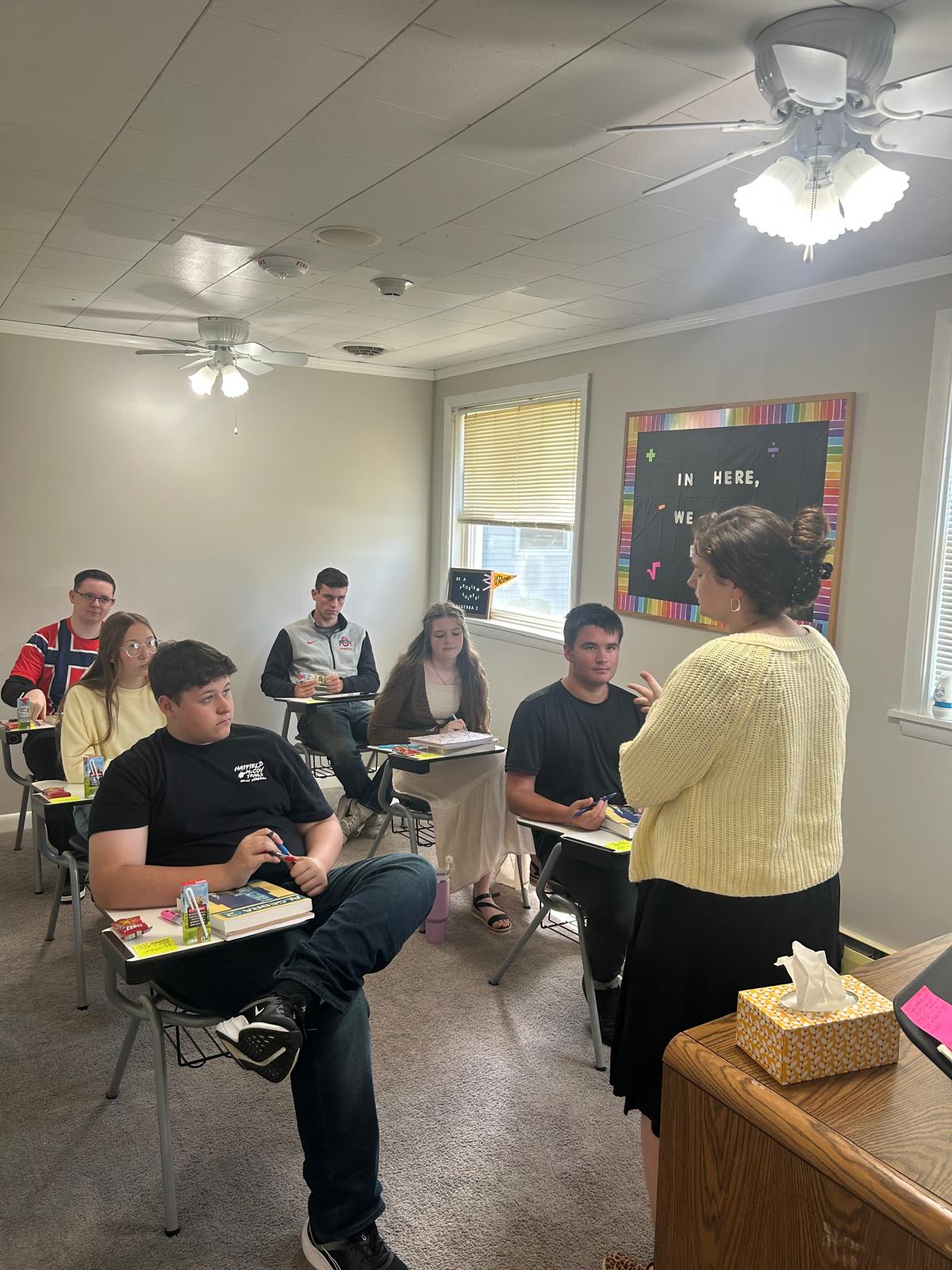 Teacher and students in a Grace Baptist Academy classroom