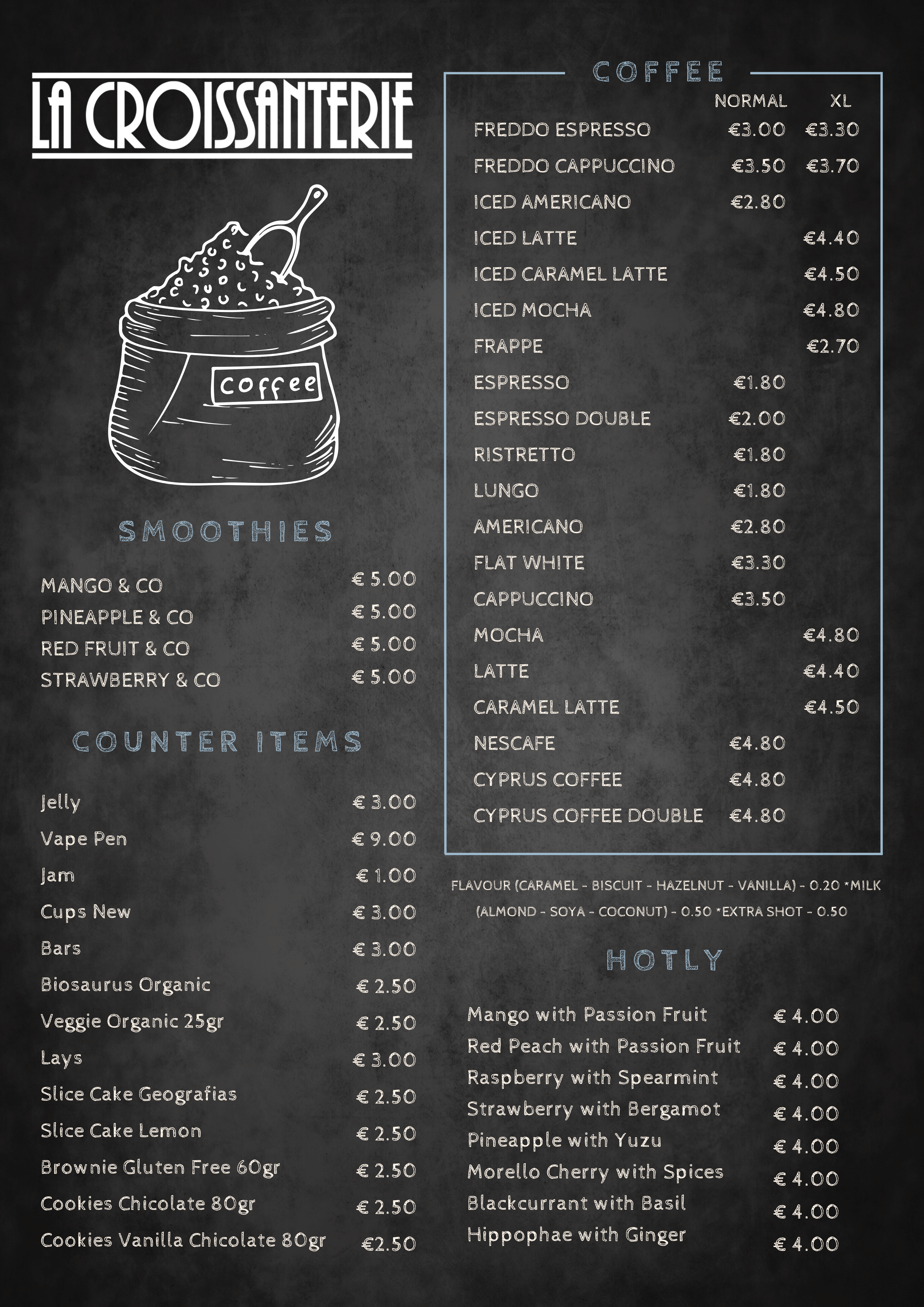 La Croissanterie Cyprus Menu, online menu, digital menu of la croissanterie