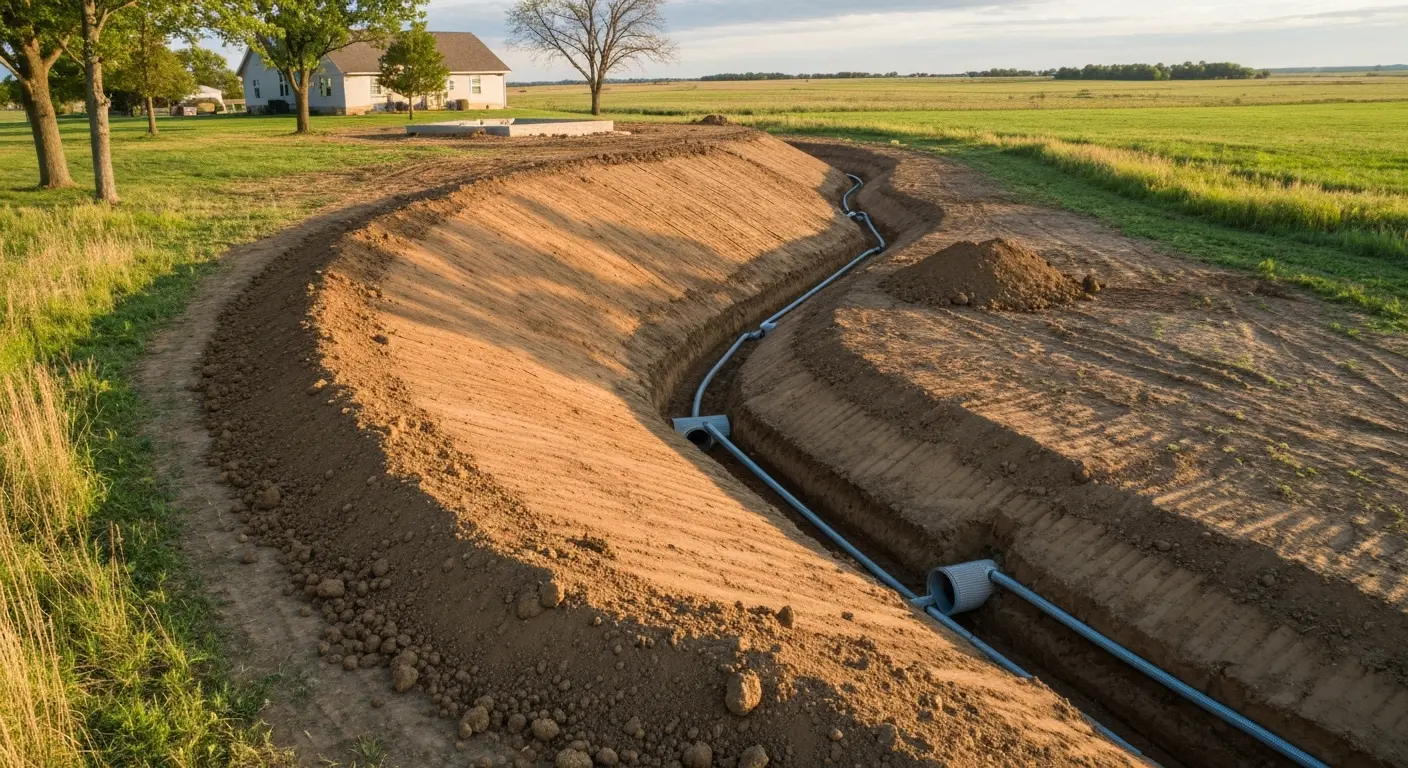 Grading and drainage work on rural property