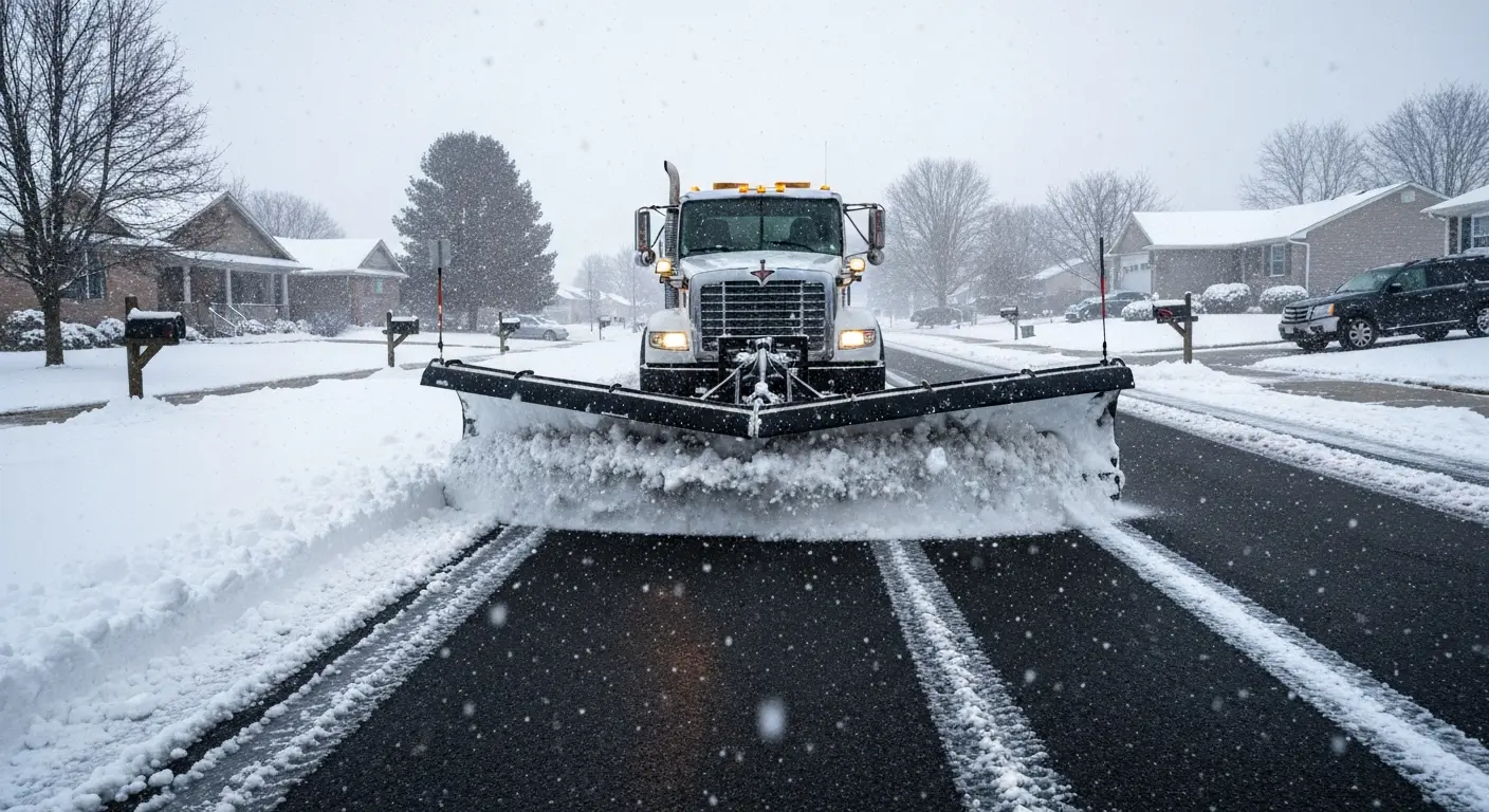 Snow plowing operation
