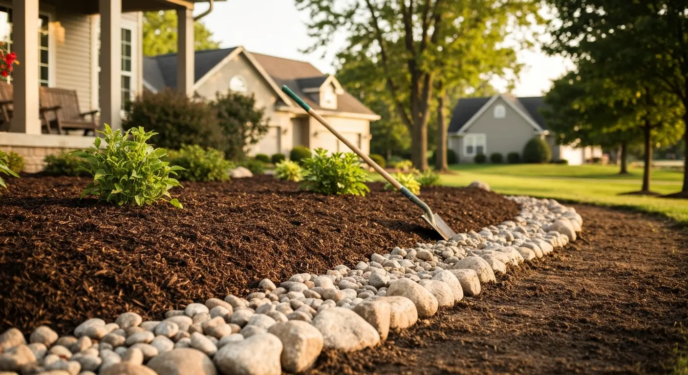 Mulch and rock installation