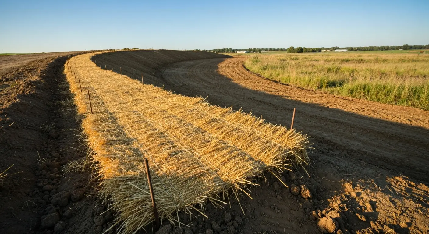 Seeding and erosion control with straw mat