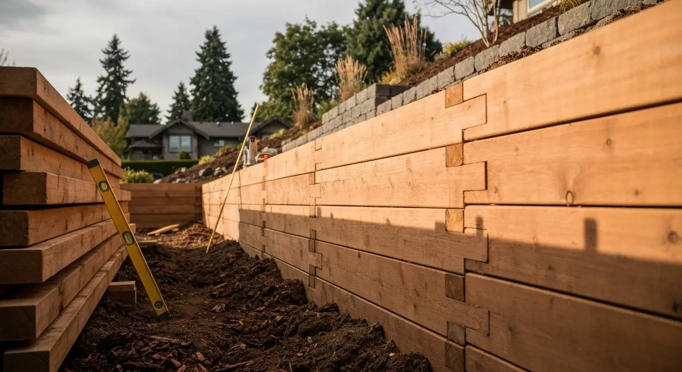 Timber retaining wall construction