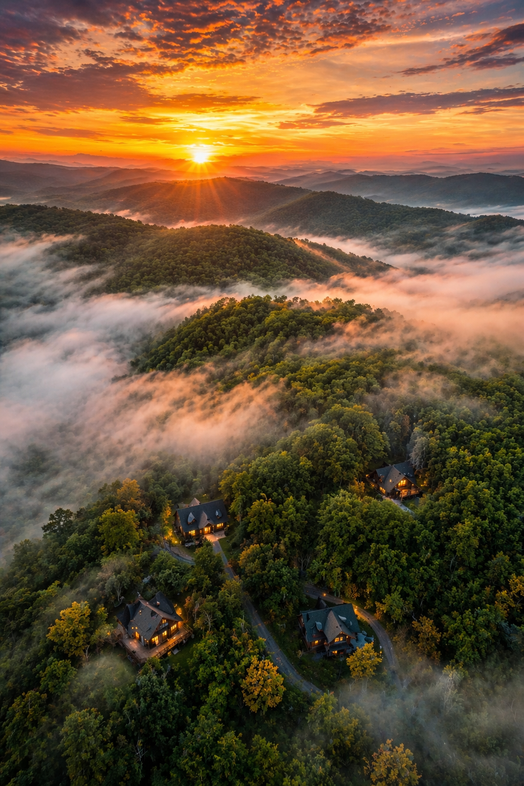 Peaceful woodland setting surrounding private mountain cabins in Nantahala National Forest