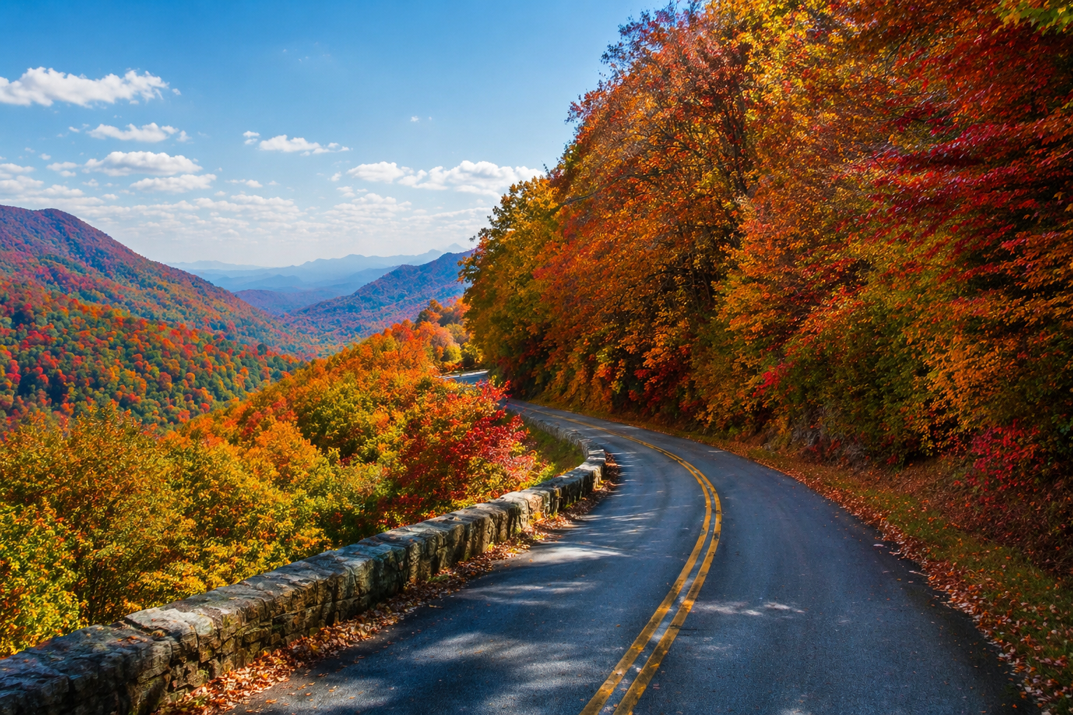 Colorful autumn foliage in the Nantahala Mountains of Western North Carolina