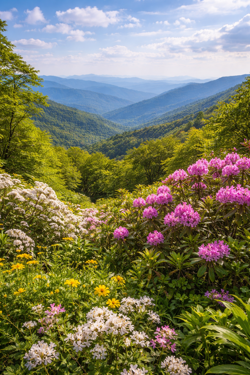 Spring woodland scenery in Nantahala National Forest, North Carolina