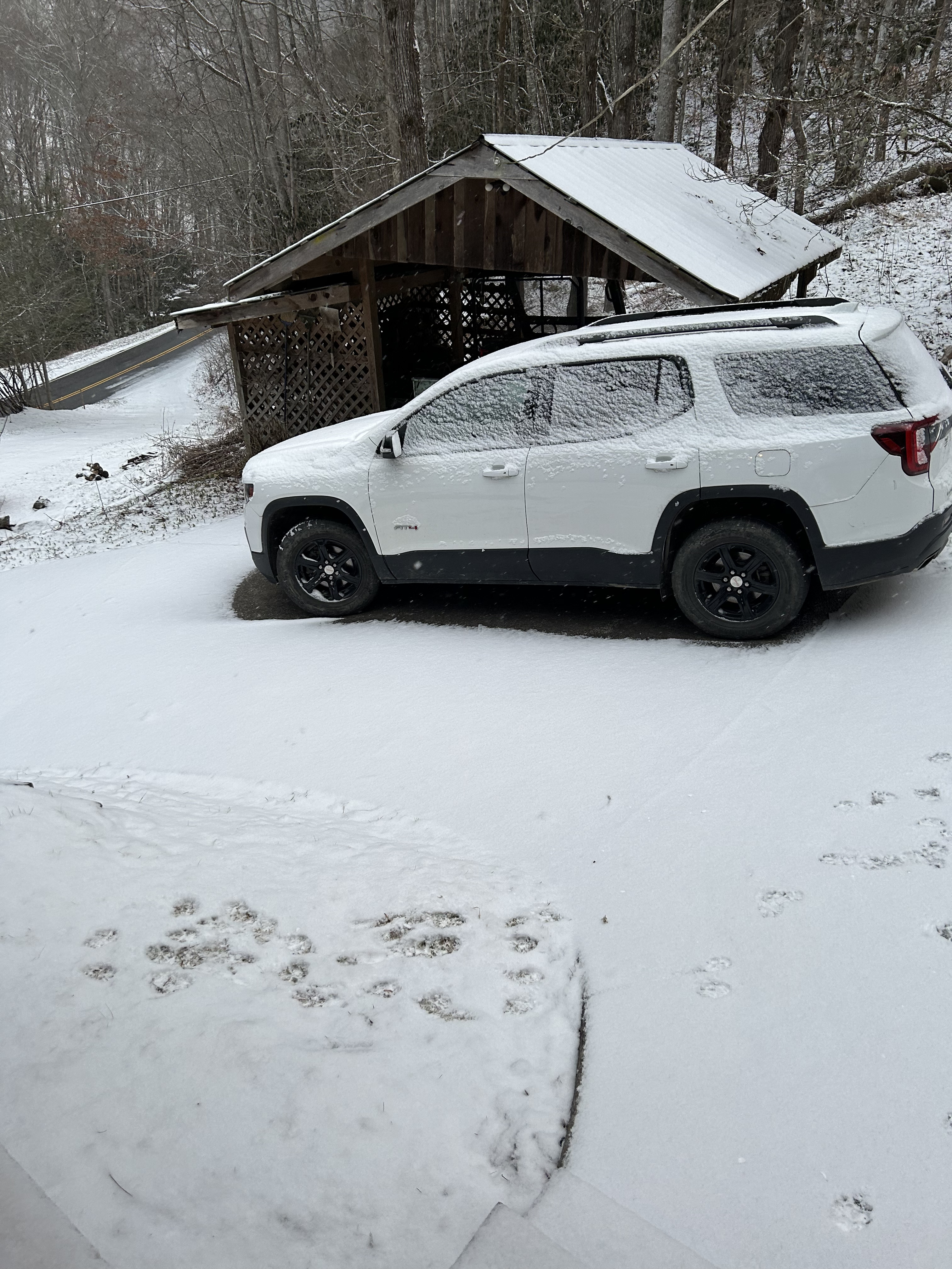 Snow-covered mountain landscape near cabin rentals in Topton, North Carolina