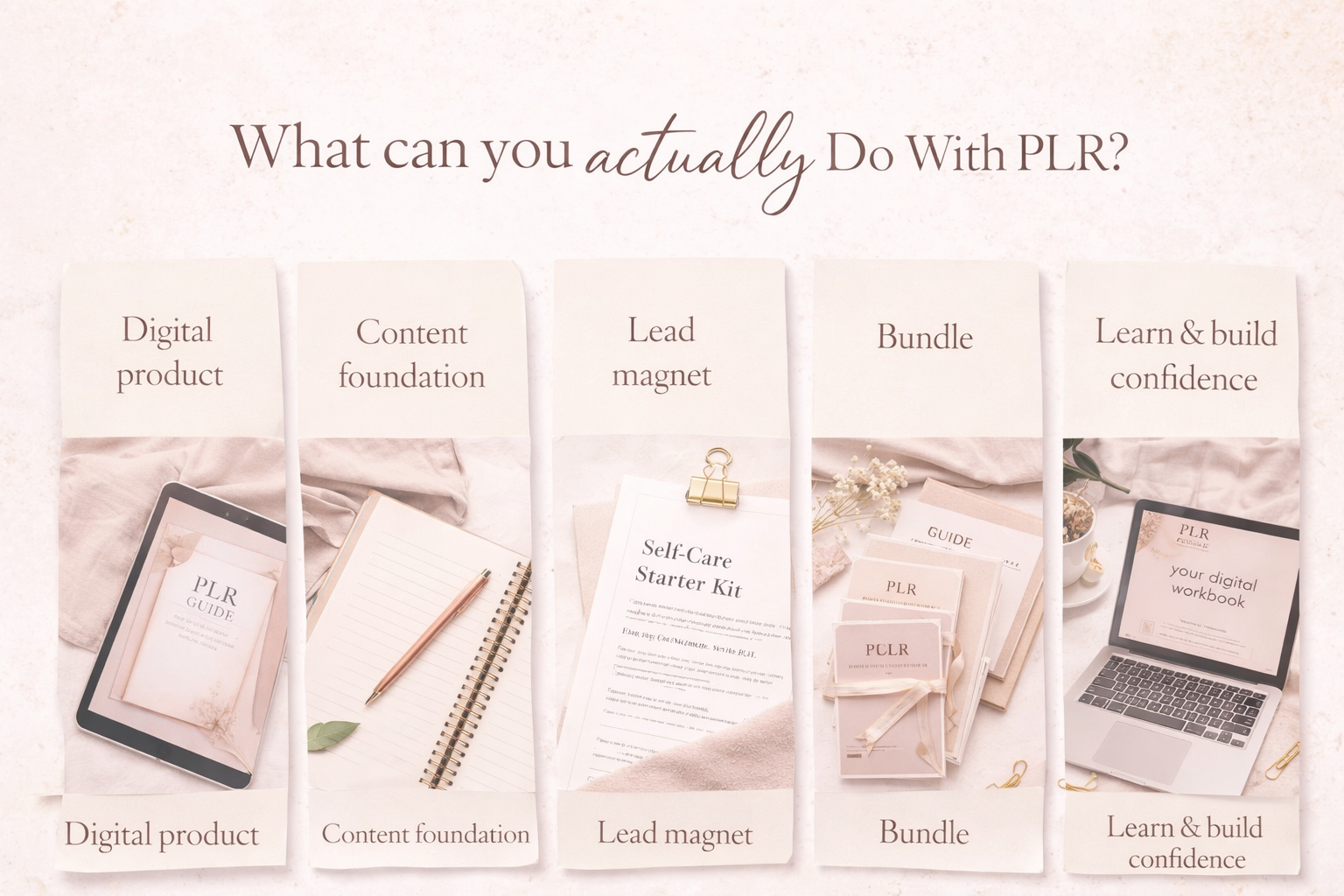 PLR (Private Label Rights) is content you can legally:  edit customize rebrand and sell as your own Instead of creating everything from the beginning, you’re starting with something already made — and shaping it into something that fits you.