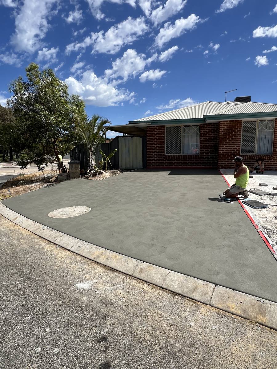 New front driveway poured at a Perth home