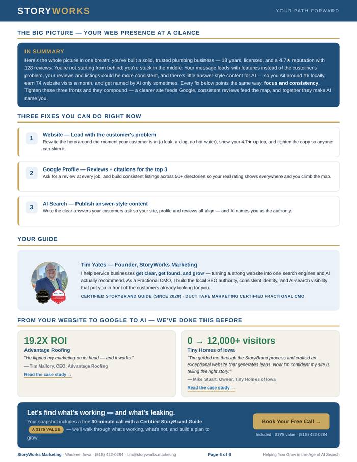 Sample Web Presence Snapshot page 6 of 6